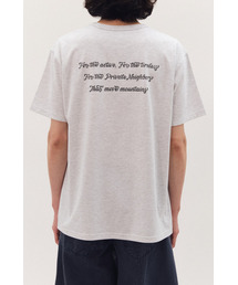 レタリングポケットTシャツ-ホワイトメランジ
