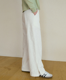 GENA RIBBON BANDING BUTTON PANTS WHITE