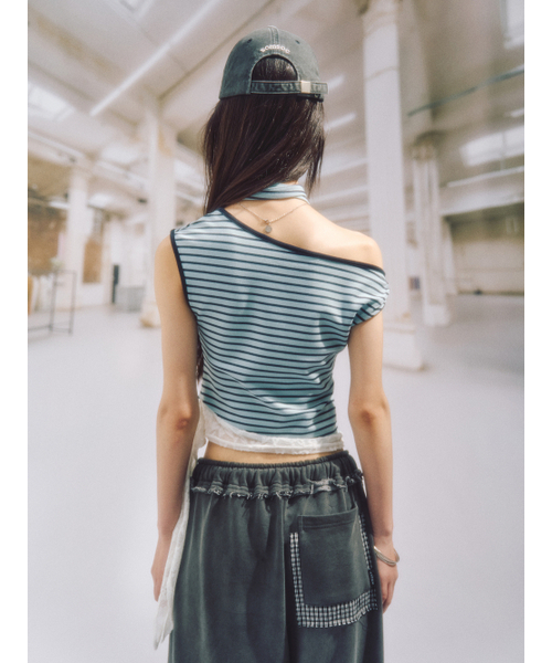 SOMSOC(ソムソック)の「SALLY STRIPE SCARF TOP_SKY BLUE(Tシャツ/カットソー・レディース・その他・FREE)」の2枚目の写真