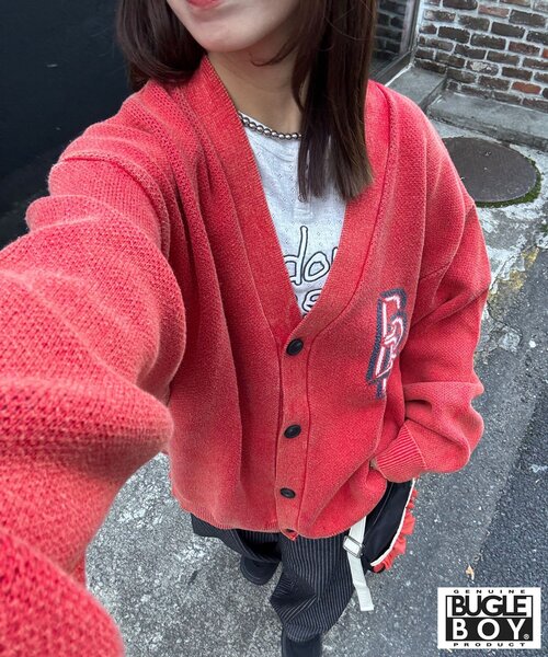 CIAOPANIC（チャオパニック）の「【BUGLE BOY/ビューグル ボーイ】フェードニットカーディガン（カーディガン/ボレロ・レディース・アイボリー/ネイビー/レッド・FREE）」の3枚目の写真