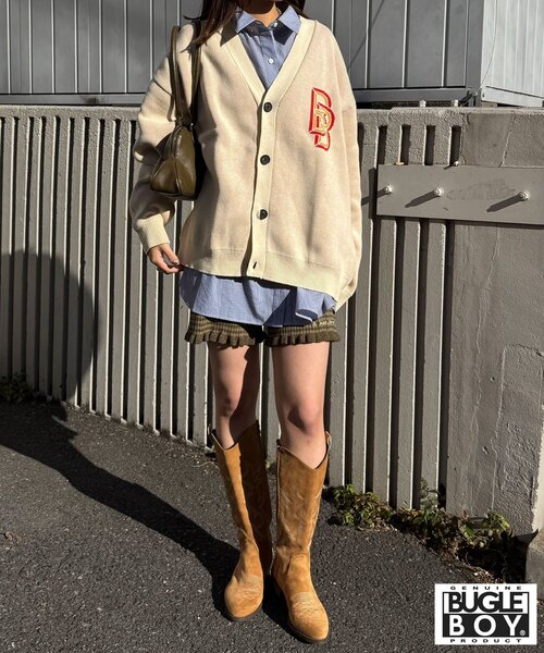 CIAOPANIC（チャオパニック）の「【BUGLE BOY/ビューグル ボーイ】フェードニットカーディガン（カーディガン/ボレロ・レディース・アイボリー/ネイビー/レッド・FREE）」の12枚目の写真