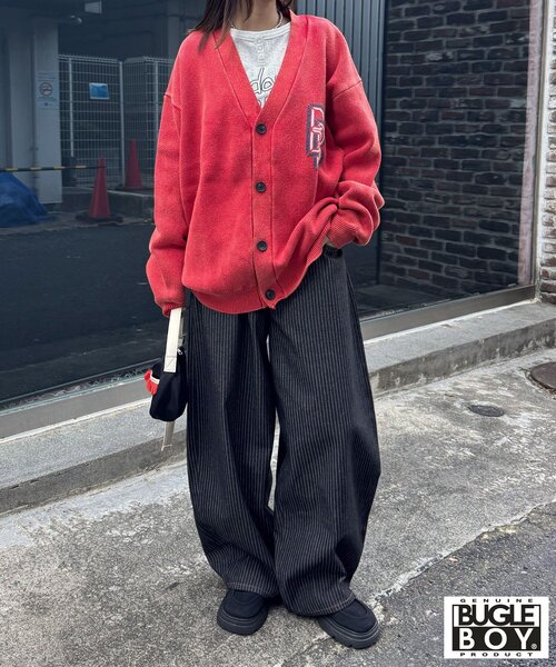 CIAOPANIC（チャオパニック）の「【BUGLE BOY/ビューグル ボーイ】フェードニットカーディガン（カーディガン/ボレロ・レディース・アイボリー/ネイビー/レッド・FREE）」の4枚目の写真