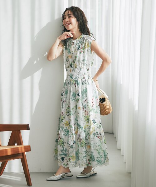 La boutique BonBon（ラブティックボンボン）の「【お上品着映え】エンブロイダリーフラワープリントワンピース（ワンピース・レディース・ミント/オフホワイト・36/38/PS）」の8枚目の写真