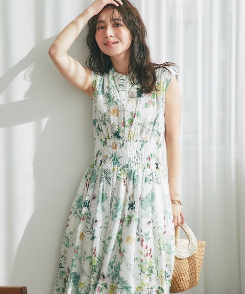 La boutique BonBon（ラブティックボンボン）の「【お上品着映え】エンブロイダリーフラワープリントワンピース（ワンピース・レディース・ミント/オフホワイト・36/38/PS）」の12枚目の写真