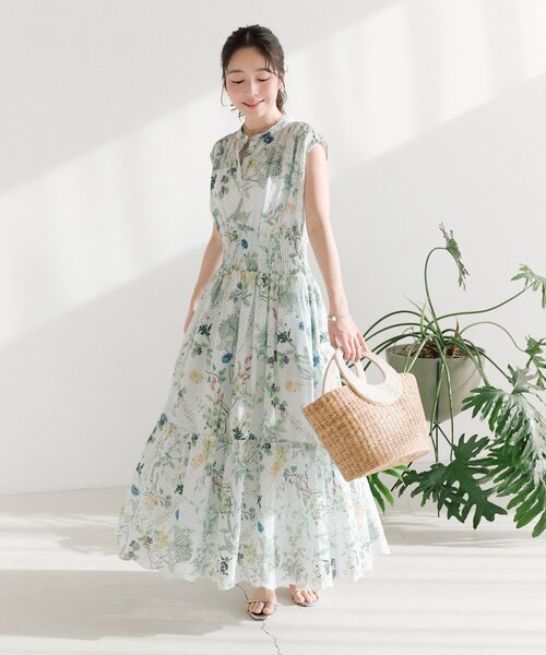 La boutique BonBon（ラブティックボンボン）の「【お上品着映え】エンブロイダリーフラワープリントワンピース（ワンピース・レディース・ミント/オフホワイト・36/38/PS）」の14枚目の写真