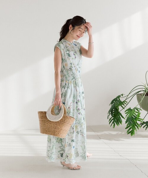 La boutique BonBon（ラブティックボンボン）の「【お上品着映え】エンブロイダリーフラワープリントワンピース（ワンピース・レディース・ミント/オフホワイト・36/38/PS）」の15枚目の写真