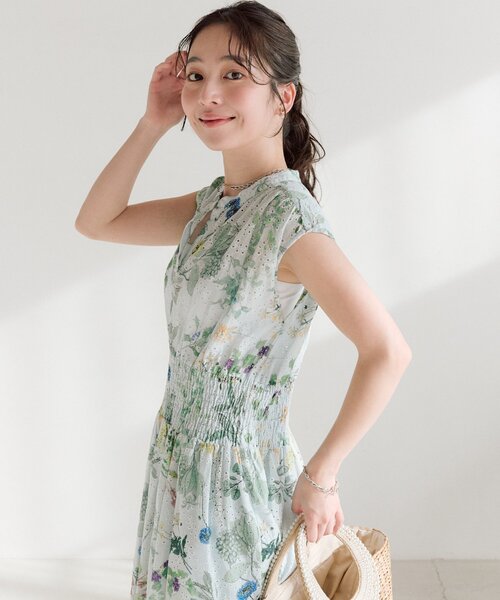 La boutique BonBon（ラブティックボンボン）の「【お上品着映え】エンブロイダリーフラワープリントワンピース（ワンピース・レディース・ミント/オフホワイト・36/38/PS）」の18枚目の写真