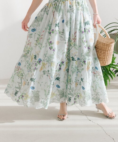 La boutique BonBon（ラブティックボンボン）の「【お上品着映え】エンブロイダリーフラワープリントワンピース（ワンピース・レディース・ミント/オフホワイト・36/38/PS）」の21枚目の写真