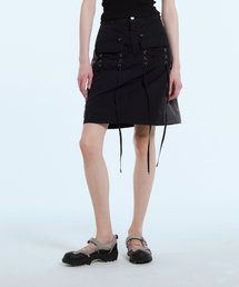 L11 EYELET NYLON SKIRT(BLACK)