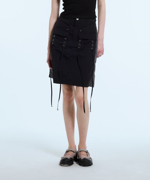 LARTIGENT(ラーティゼン)の「L11 EYELET NYLON SKIRT(BLACK)(スカート・レディース・その他・S/M)」の2枚目の写真