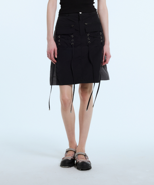 LARTIGENT(ラーティゼン)の「L11 EYELET NYLON SKIRT(BLACK)(スカート・レディース・その他・S/M)」の3枚目の写真