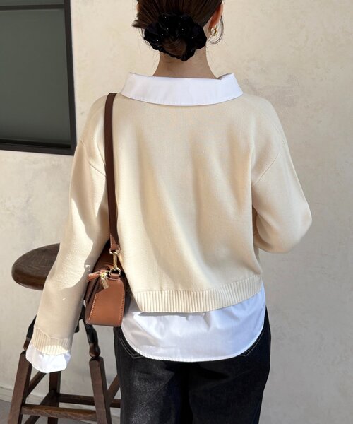 Thevon（ゼボン）の「シャツドッキングニットプルオーバー（ニット/セーター・レディース・グレー/アイボリー/ネイビー・FREE）」の6枚目の写真