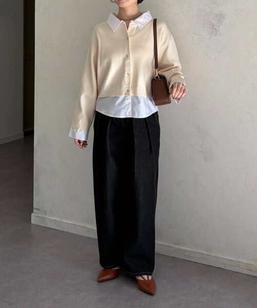 Thevon（ゼボン）の「シャツドッキングニットプルオーバー（ニット/セーター・レディース・グレー/アイボリー/ネイビー・FREE）」の8枚目の写真