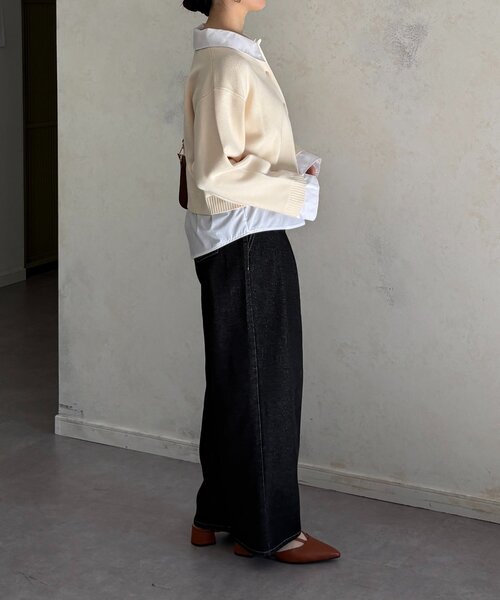 Thevon（ゼボン）の「シャツドッキングニットプルオーバー（ニット/セーター・レディース・グレー/アイボリー/ネイビー・FREE）」の11枚目の写真