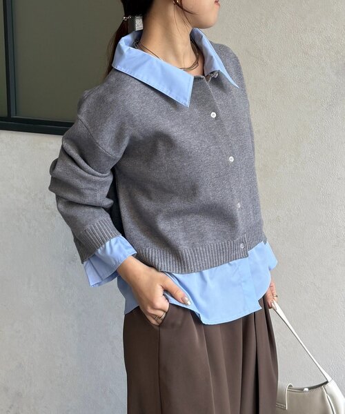 Thevon（ゼボン）の「シャツドッキングニットプルオーバー（ニット/セーター・レディース・グレー/アイボリー/ネイビー・FREE）」の15枚目の写真