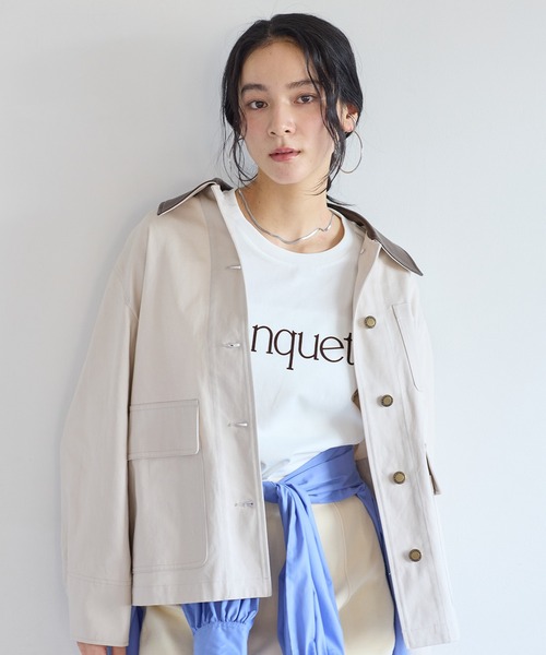 VIS(ビス)の「バイカラー衿カバーオール(カバーオール・レディース・キャメル/ベージュ・FREE)」の3枚目の写真