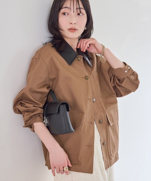 VIS(ビス)の「バイカラー衿カバーオール(カバーオール・レディース・キャメル/ベージュ・FREE)」の5枚目の写真