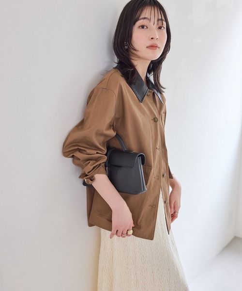 VIS(ビス)の「バイカラー衿カバーオール(カバーオール・レディース・キャメル/ベージュ・FREE)」の7枚目の写真