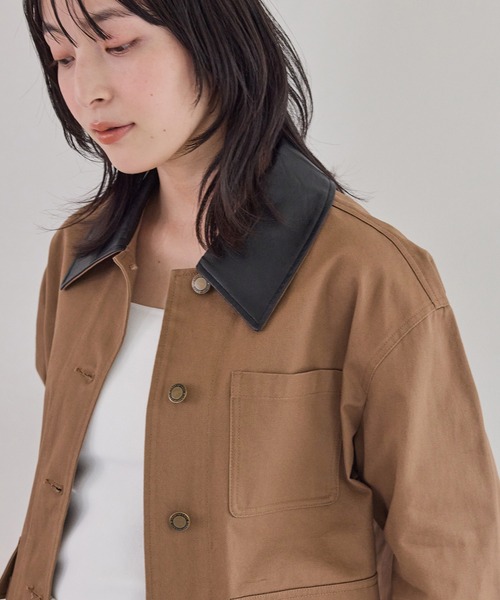 VIS(ビス)の「バイカラー衿カバーオール(カバーオール・レディース・キャメル/ベージュ・FREE)」の8枚目の写真