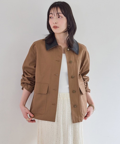 VIS(ビス)の「バイカラー衿カバーオール(カバーオール・レディース・キャメル/ベージュ・FREE)」の9枚目の写真