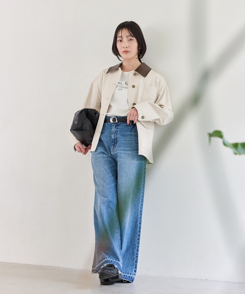 VIS(ビス)の「バイカラー衿カバーオール(カバーオール・レディース・キャメル/ベージュ・FREE)」の10枚目の写真