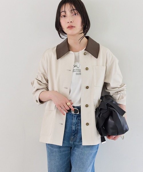 VIS(ビス)の「バイカラー衿カバーオール(カバーオール・レディース・キャメル/ベージュ・FREE)」の11枚目の写真