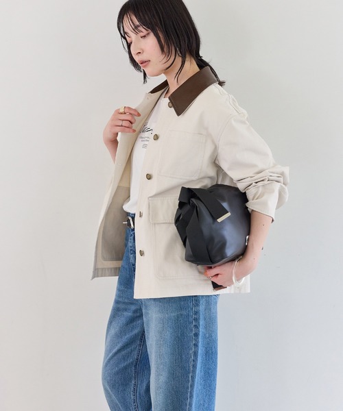 VIS(ビス)の「バイカラー衿カバーオール(カバーオール・レディース・キャメル/ベージュ・FREE)」の12枚目の写真