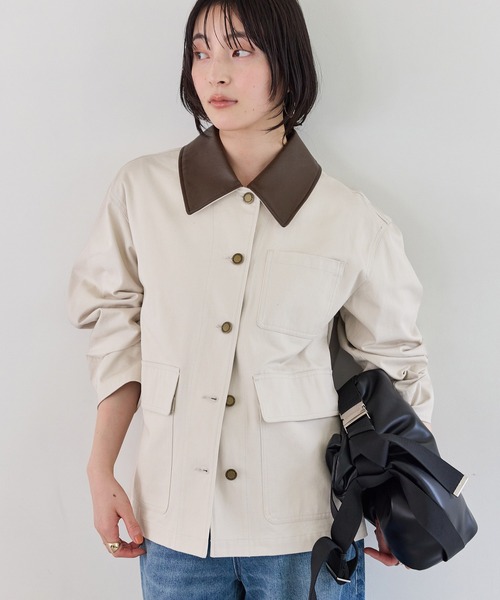 VIS(ビス)の「バイカラー衿カバーオール(カバーオール・レディース・キャメル/ベージュ・FREE)」の13枚目の写真