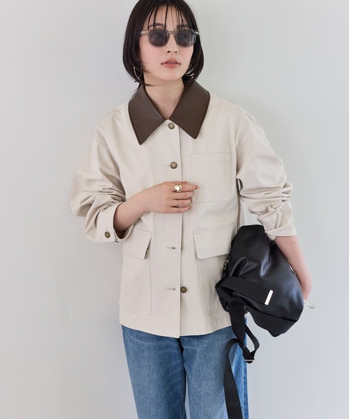 VIS(ビス)の「バイカラー衿カバーオール(カバーオール・レディース・キャメル/ベージュ・FREE)」の14枚目の写真