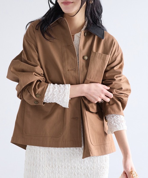 VIS(ビス)の「バイカラー衿カバーオール(カバーオール・レディース・キャメル/ベージュ・FREE)」の16枚目の写真