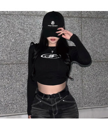 BATTRACT（バトラクト）の「ウィメンズミドルロゴベーシックラウンドTシャツ_ブラック（Tシャツ/カットソー）」