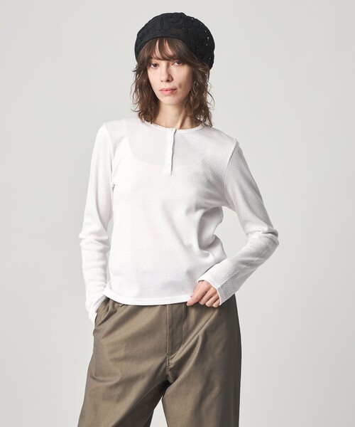 Steven Alan（スティーブンアラン）の「＜Steven Alan＞ドット リブ ヘンリーネック カットソー（Tシャツ/カットソー・レディース・ホワイト/ライトピンク/ライトブルー・FREE）」の2枚目の写真