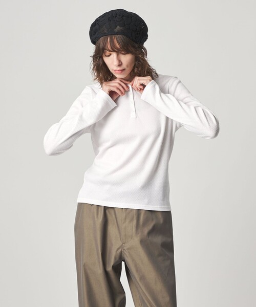 Steven Alan（スティーブンアラン）の「＜Steven Alan＞ドット リブ ヘンリーネック カットソー（Tシャツ/カットソー・レディース・ホワイト/ライトピンク/ライトブルー・FREE）」の4枚目の写真