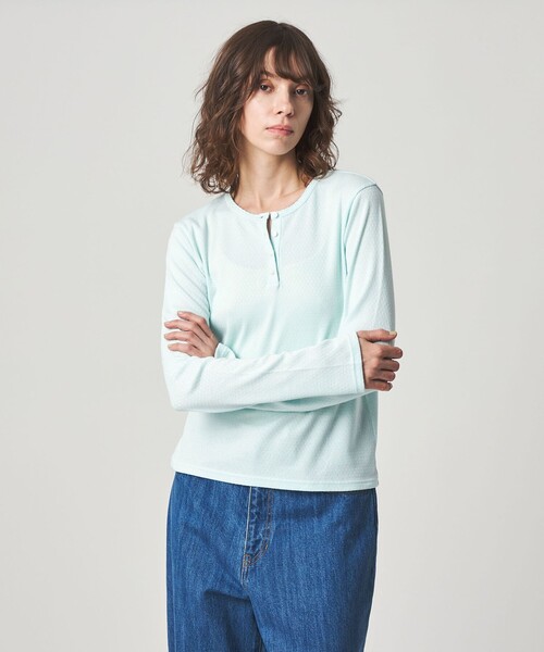 Steven Alan（スティーブンアラン）の「＜Steven Alan＞ドット リブ ヘンリーネック カットソー（Tシャツ/カットソー・レディース・ホワイト/ライトピンク/ライトブルー・FREE）」の7枚目の写真