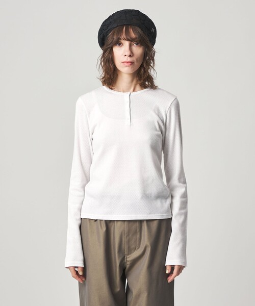 Steven Alan（スティーブンアラン）の「＜Steven Alan＞ドット リブ ヘンリーネック カットソー（Tシャツ/カットソー・レディース・ホワイト/ライトピンク/ライトブルー・FREE）」の9枚目の写真