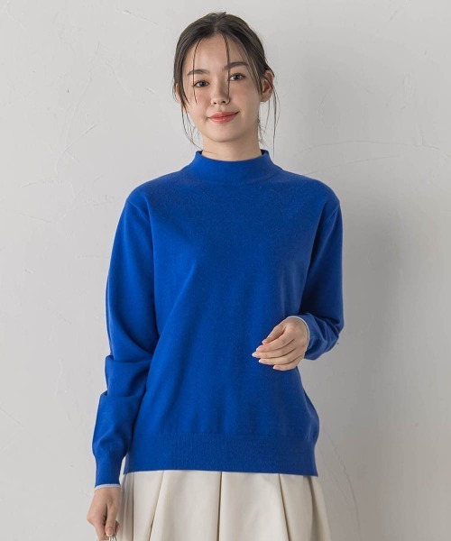 Droite lautreamont（ドロワットロートレアモン）の「【WEB限定】スーパーストレッチプルオーバー≪洗濯機で洗える≫（ニット/セーター・レディース・ライトグレー/ブルー・M）」の2枚目の写真