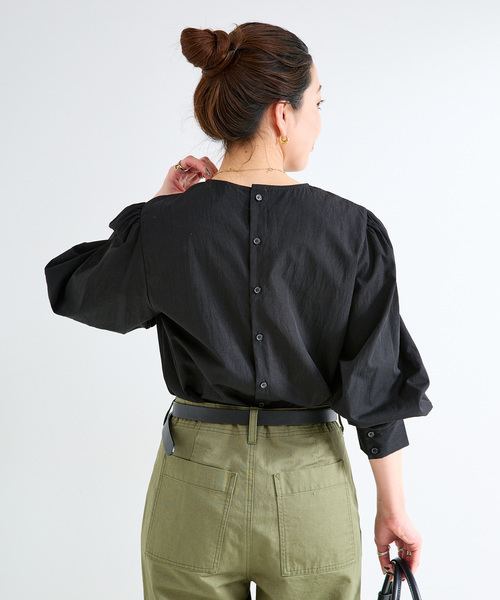 B.C STOCK(ベーセーストック)の「《追加》手洗い可 / ボリュームスリーブブラウス(シャツ/ブラウス・レディース・ホワイト/ウッド/ブラック・FREE)」の5枚目の写真