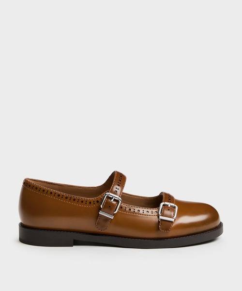 CHARLES & KEITH(チャールズ & キース)の「ダブルストラップ ブロークメリージェーン(パンプス・レディース・ブラック系その他7/タン・22.5cm/25cm/24.5cm/23.5cm/23cm)」の4枚目の写真