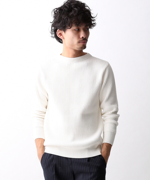 MYSELF ABAHOUSE（マイセルフアバハウス）の「畔ニットプルオーバー（ニット/セーター・メンズ・ホワイト/ホワイト×ネイビー/その他2/ネイビー・MEDIUM/LARGE/SMALL）」の2枚目の写真