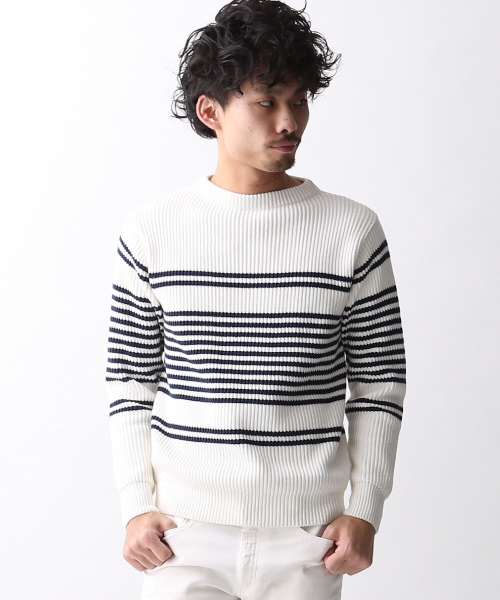 MYSELF ABAHOUSE（マイセルフアバハウス）の「畔ニットプルオーバー（ニット/セーター・メンズ・ホワイト/ホワイト×ネイビー/その他2/ネイビー・MEDIUM/LARGE/SMALL）」の3枚目の写真