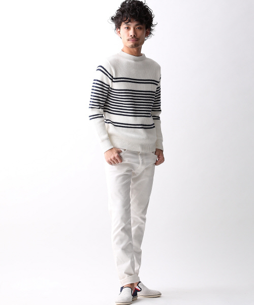MYSELF ABAHOUSE（マイセルフアバハウス）の「畔ニットプルオーバー（ニット/セーター・メンズ・ホワイト/ホワイト×ネイビー/その他2/ネイビー・MEDIUM/LARGE/SMALL）」の5枚目の写真