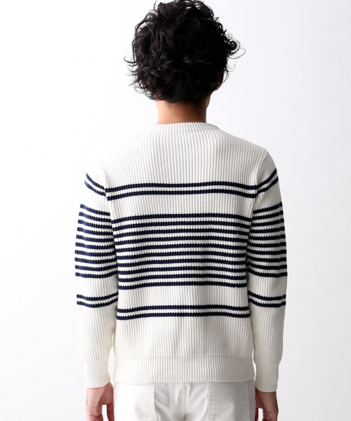 MYSELF ABAHOUSE（マイセルフアバハウス）の「畔ニットプルオーバー（ニット/セーター・メンズ・ホワイト/ホワイト×ネイビー/その他2/ネイビー・MEDIUM/LARGE/SMALL）」の9枚目の写真