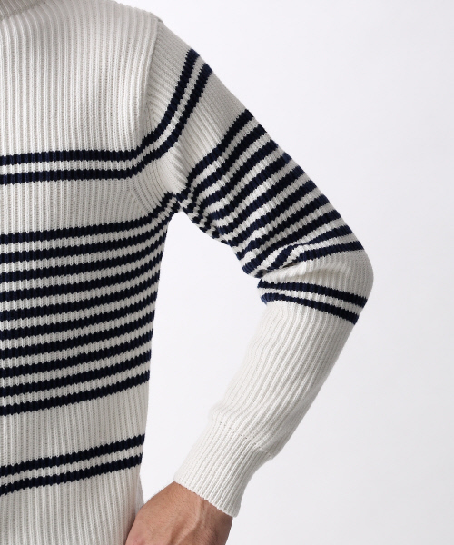 MYSELF ABAHOUSE（マイセルフアバハウス）の「畔ニットプルオーバー（ニット/セーター・メンズ・ホワイト/ホワイト×ネイビー/その他2/ネイビー・MEDIUM/LARGE/SMALL）」の10枚目の写真
