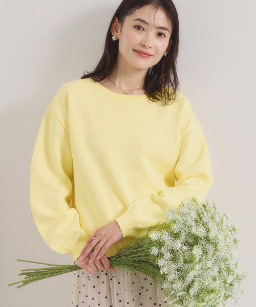 ITS'DEMO（イッツデモ）の「【洗濯機OK】スウェットライクニット（ニット/セーター・レディース・オフホワイト/ライトイエロー系/ライトグレー/サックスブルー・00）」の4枚目の写真