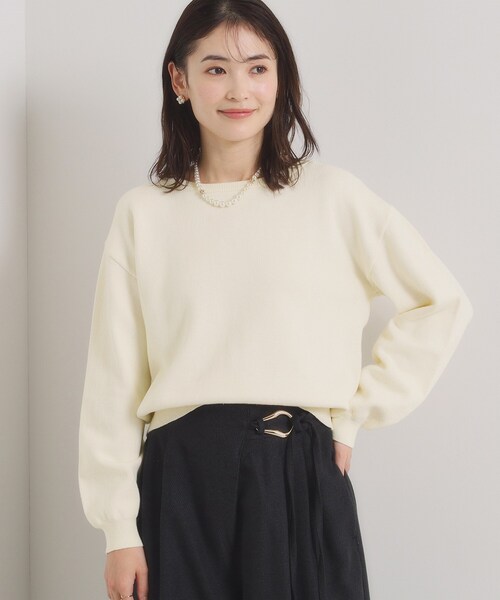 ITS'DEMO（イッツデモ）の「【洗濯機OK】スウェットライクニット（ニット/セーター・レディース・オフホワイト/ライトイエロー系/ライトグレー/サックスブルー・00）」の2枚目の写真