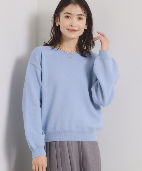 ITS'DEMO（イッツデモ）の「【洗濯機OK】スウェットライクニット（ニット/セーター・レディース・オフホワイト/ライトイエロー系/ライトグレー/サックスブルー・00）」の3枚目の写真