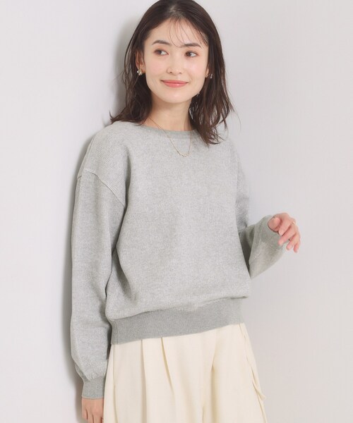 ITS'DEMO（イッツデモ）の「【洗濯機OK】スウェットライクニット（ニット/セーター・レディース・オフホワイト/ライトイエロー系/ライトグレー/サックスブルー・00）」の6枚目の写真