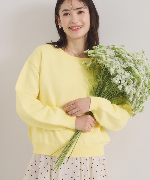 ITS'DEMO（イッツデモ）の「【洗濯機OK】スウェットライクニット（ニット/セーター・レディース・オフホワイト/ライトイエロー系/ライトグレー/サックスブルー・00）」の9枚目の写真