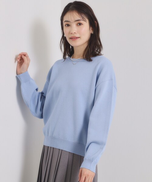 ITS'DEMO（イッツデモ）の「【洗濯機OK】スウェットライクニット（ニット/セーター・レディース・オフホワイト/ライトイエロー系/ライトグレー/サックスブルー・00）」の13枚目の写真