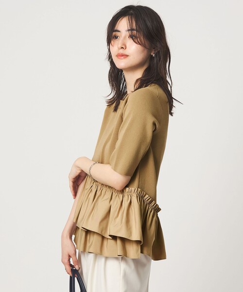 green label relaxing（グリーンレーベルリラクシング）の「ドッキング ペプラム ショートスリーブ ニット プルオーバー ウォッシャブル（ニット/セーター・レディース・ブラック/ホワイト/ベージュ/その他1・FREE）」の10枚目の写真